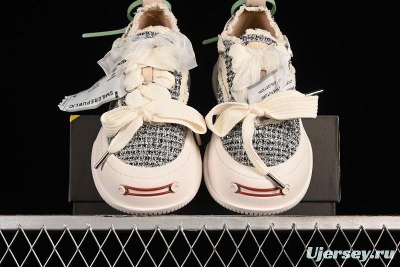 SMILEREPUBLIC SMILE Canvas Sneakers with Cut Wool Fringe and Unique Weaving - G.D4