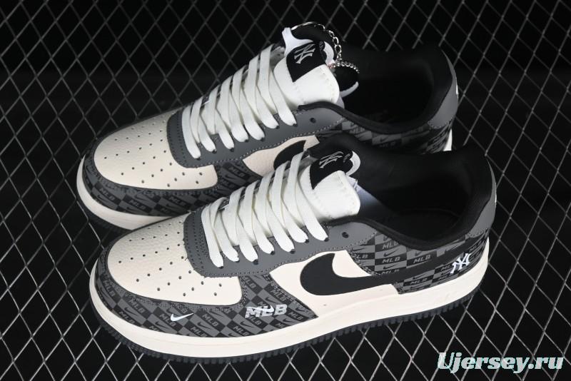 Nike Air Force 1 '07 Low MLB Collaboration Dark Checkered Beige Low-Top Casual Sneakers - DF0188-038