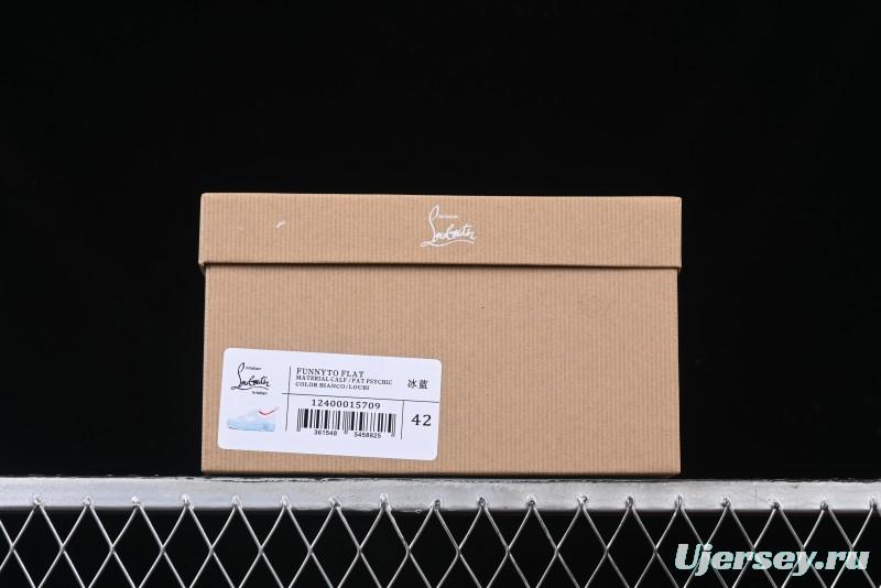 Christian Louboutin Funnyto Flat Comfortable Fashion Low-Top Sneakers with Raw Ice Blue Sole - X.D4