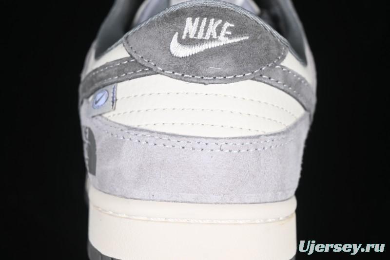 Nike SB Dunk Low The North Face Collaboration Double Swoosh Grey Pigskin Anniversary Edition Custom Low-Top Casual Skate Shoes - XX3168-009