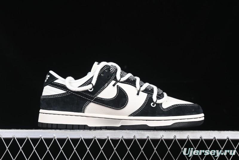 Nike SB Dunk Low Supreme x Stone Island Triple Collaboration Strap Patch Black Swoosh Anniversary Custom Low-Top Casual Skate Shoes - YX5066-202