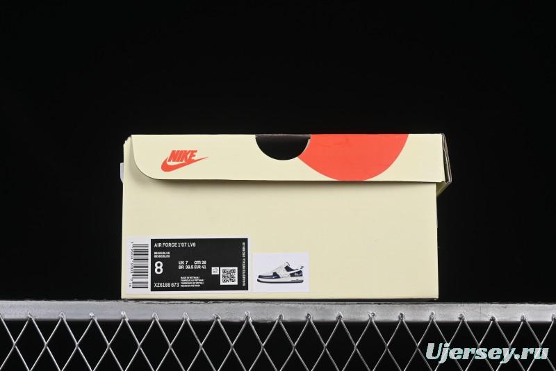 Nike Air Force 1 '07 Low Stussy Collaboration Dark Blue Suede White Swoosh Low-Top Casual Sneakers - XZ6188-673