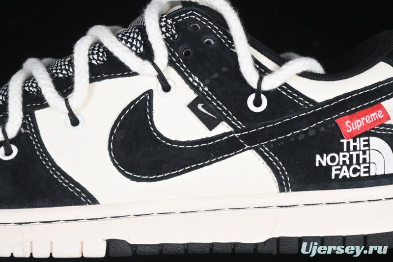 Nike SB Dunk Low The North Face x Supreme Anniversary Edition Customized Lace-Up Black White Black Swoosh Casual Skate Shoes - YX5066-227