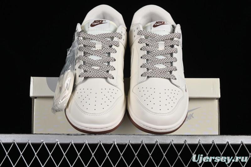 Nike SB Dunk Low LV Collaboration - Double Swoosh Beige Brown Anniversary High-End Custom Low-Top Casual Skate Shoes - XX2025-309