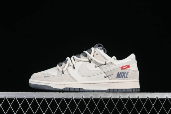 Nike SB Dunk Low Anniversary Collaboration Red Tag Beige Gray Customized Lace-Up Low-Top Casual Skate Shoes - XX3168-121