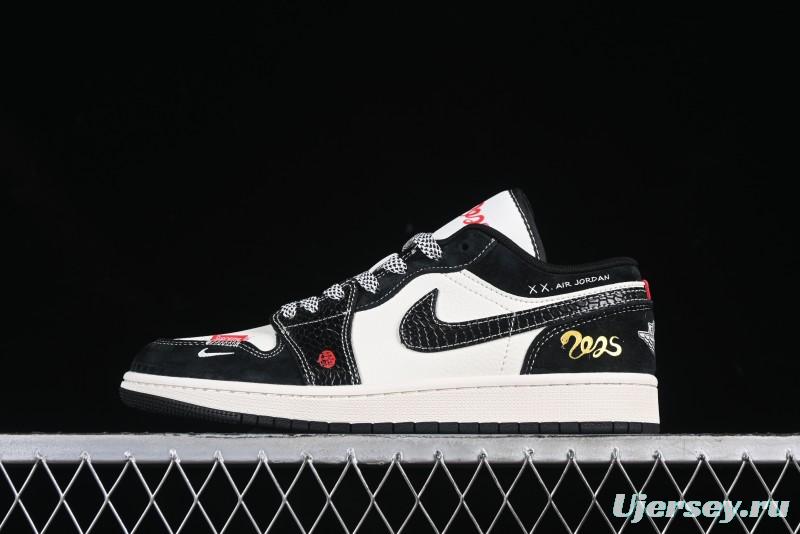 Nike Air Jordan 1 Low AJ1 Year of the Snake Limited Edition White Black Snake Pattern Low-Top Casual Sneakers - SJ9950-056