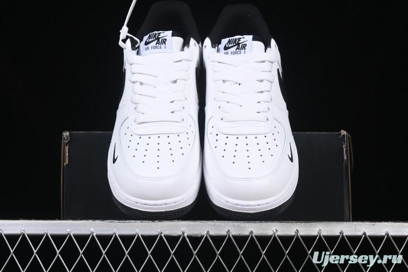 Nike Air Force 1 '07 Low White Black Swoosh Casual Sneakers - 315122-103