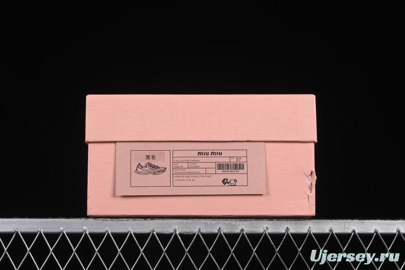 Miu Miu Suede Round Toe Lace-Up Women's Low-Top Casual Shoes - 99D4