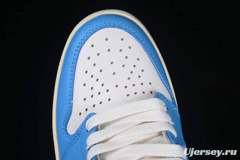 Nike Air Jordan 1 High OG "UNC Reimagined" Retro Basketball Shoes with Cracked Leather and Vintage Midsole - DZ5485-402