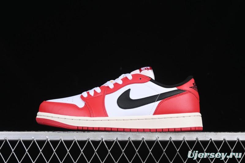 Nike Air Jordan 1 Low AJ1 White Red Black Hook Casual Sneakers - HQ6998-600