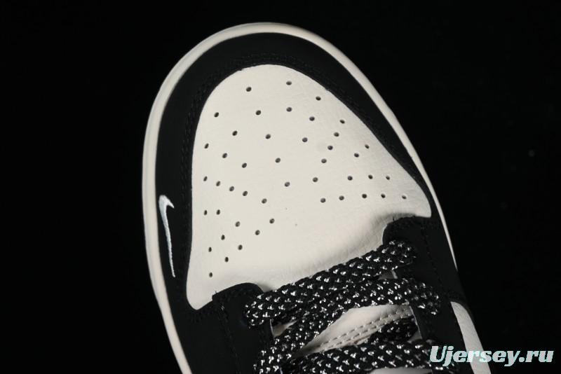 Nike SB Dunk Low Lightning Collaboration - Off White Black Colorway with Mini Swoosh Anniversary Custom Edition Low Top Casual Skate Shoes - XD1688-028