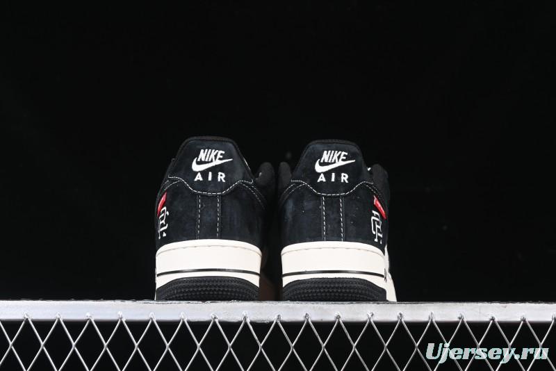 Nike Air Force 1 '07 Low Supreme Champion Collaboration Beige Black Mini Swoosh Casual Sneakers - SJ6698-019