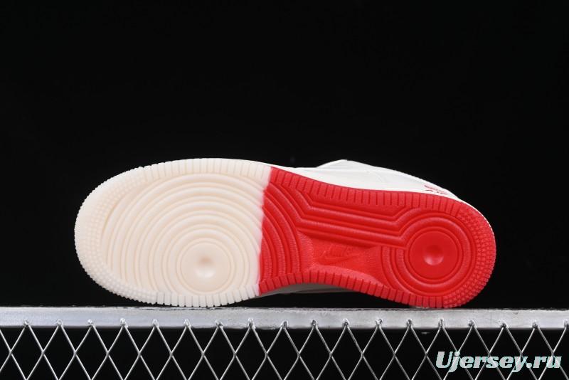 Nike Air Force 1 '07 Low Supreme Collaboration Beige Red Color Block Low-Top Casual Sneakers - BB7577-216