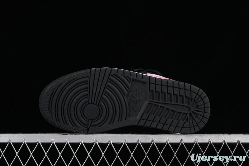 Nike Air Jordan 1 Low AJ1 Retro Basketball Shoes with Black Pink Bow Design - DX4374-008