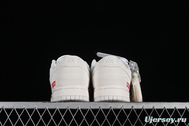 Nike SB Dunk Low Supreme Collaboration - Double Swoosh Anniversary Custom Low-Top Casual Skate Shoes - BB8675-104