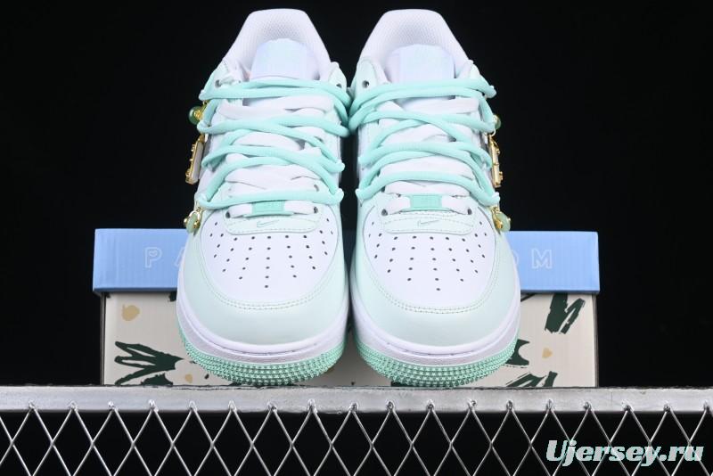 Nike Air Force 1 '07 Low Gold-Inlaid Jade Casual Sneakers with Strap - XV7981-476