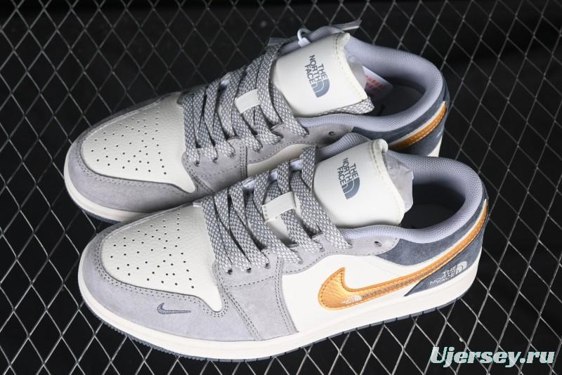 Nike Air Jordan 1 Low AJ1 The North Face Collaboration Pig Eight Gold Hook High-End Custom Retro Basketball Shoes - DM9188-015