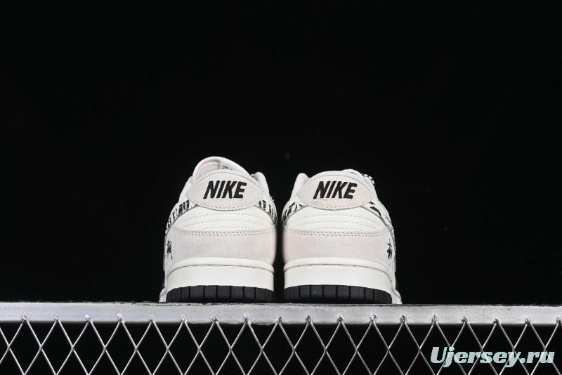 Nike SB Dunk Low Stussy Collaboration Zebra Black White Swoosh Anniversary Custom Low-Top Casual Skate Shoes - DJ2024-060