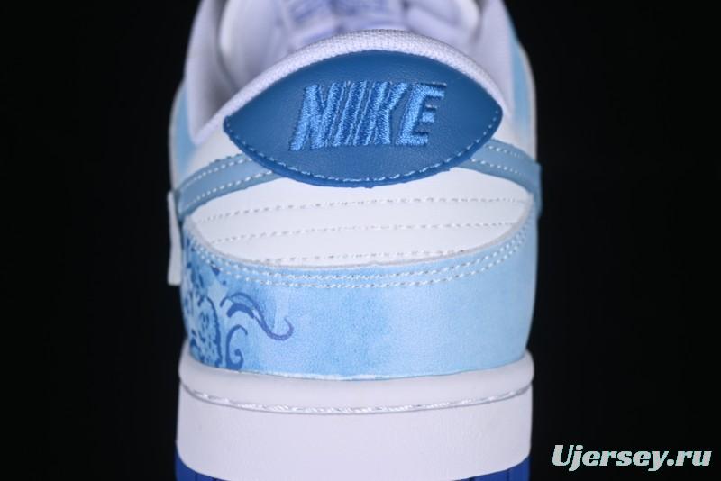 Nike Dunk Low Blue and White Porcelain Theme Casual Sneakers - DV0831-104