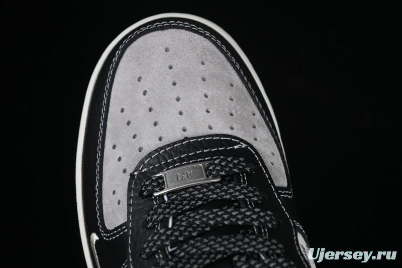 Nike Air Force 1 '07 Low Stussy Collaboration Black Leather Low-Top Casual Sneakers - CH6336-518