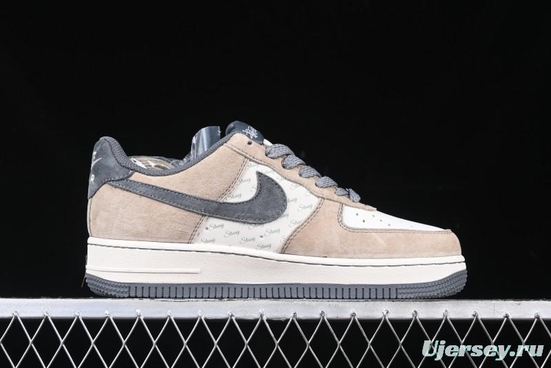Nike Air Force 1 '07 Low Stussy Collaboration - Lambskin Brown Low-Top Casual Sneakers - XZ6188-888