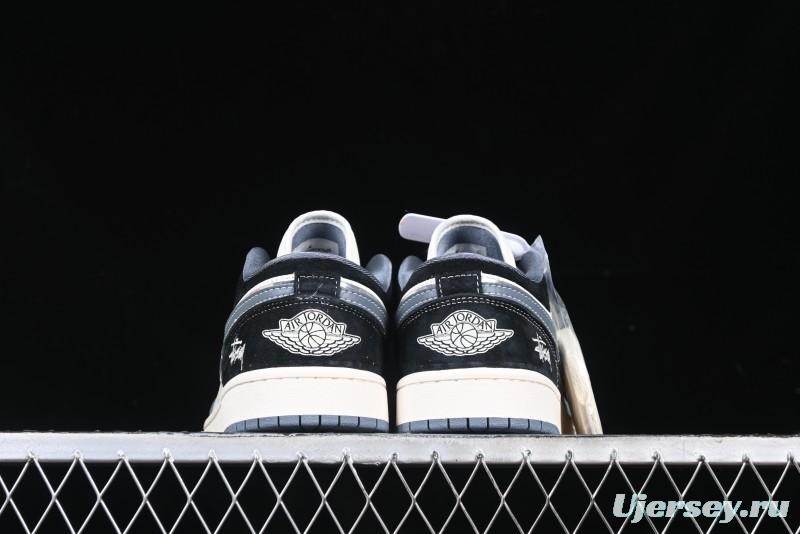 Nike Air Jordan 1 Low Stussy Collaboration - Grey Swoosh Retro Basketball Shoes - XX3318-503