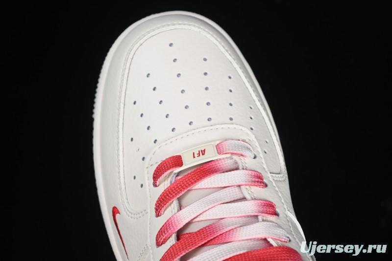 Nike Air Force 1 '07 Low Supreme Collaboration Beige Red Color Block Low-Top Casual Sneakers - BB7577-216