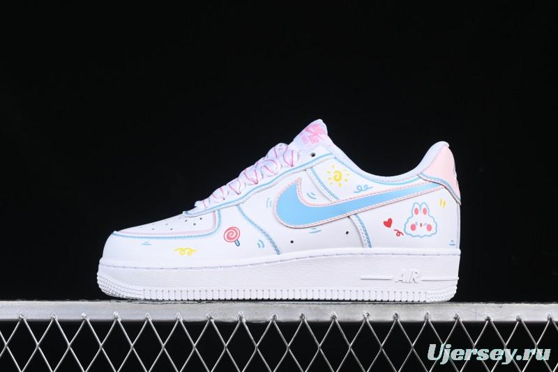 Nike Air Force 1 '07 Low Valentine's Day Limited Edition 2D Hand-Painted Graffiti Lollipop Casual Sneakers - TY0301-111
