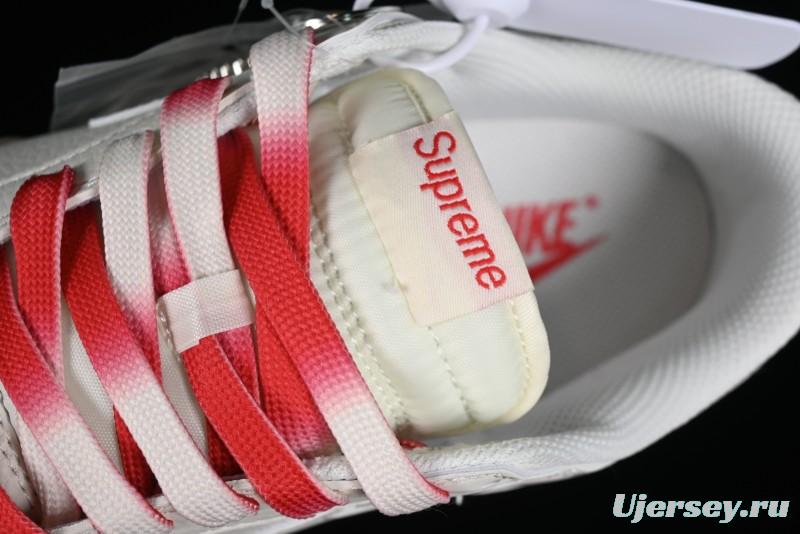 Supreme x Nike SB Dunk Low Anniversary Custom White Red Colorway Low-Top Casual Skate Shoes - BB8657-107