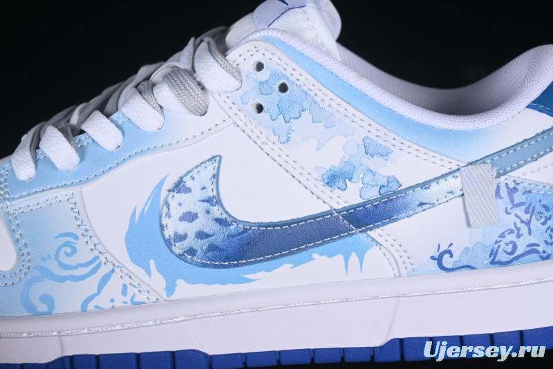 Nike Dunk Low Blue and White Porcelain Theme Casual Sneakers - DV0831-104