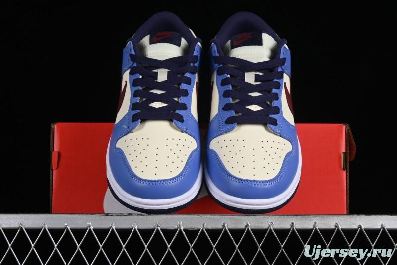 Nike Dunk Low SB Skateboarding Shoes in White Blue Red Colorway - FV8119-161