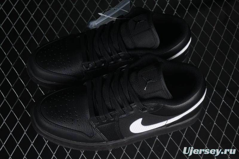 Nike Air Jordan 1 Low AJ1 Basketball Shoes in Black and White Canvas and Leather - HV5968-001