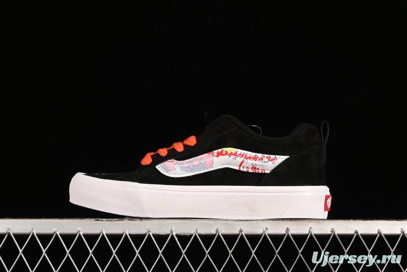Vans Classics Knu Skool Retro Sneakers with Embroidered Graffiti Design and Thick Tongue - VN000CS00ZB