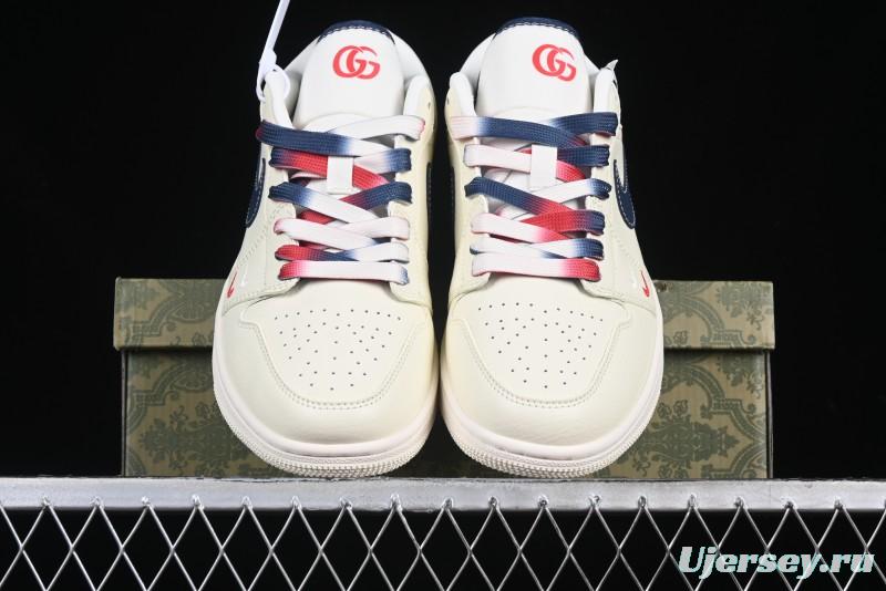 Nike Air Jordan 1 Low AJ1 Gucci Collaboration Beige Blue Swoosh Retro Basketball Shoes - FC1688-198