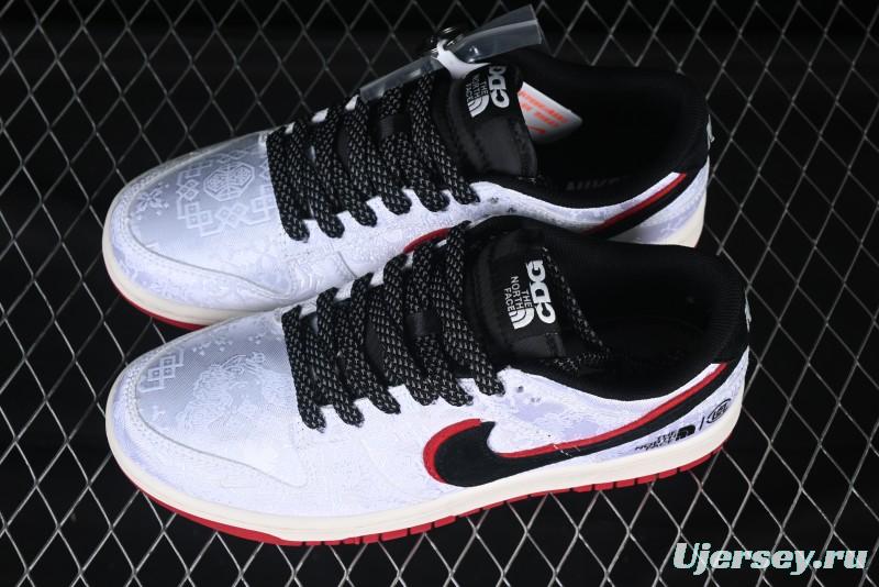 Nike SB Dunk Low The North Face x Edison Chen Triple Collaboration White Silk Black Red Hook Anniversary High-End Custom Low-Top Casual Sneakers - DM6868-041