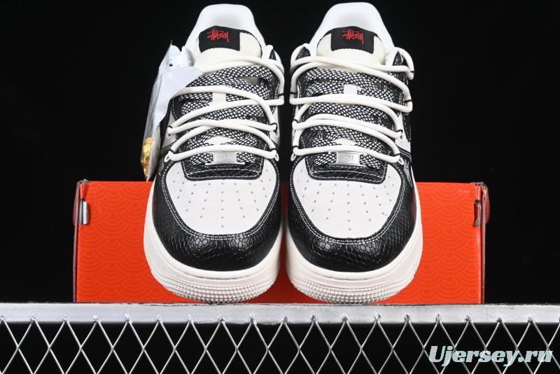 Nike Air Force 1 '07 Low Stussy Year of the Snake Limited Edition Black Snake Print Drawstring Casual Sneakers - DM6688-013