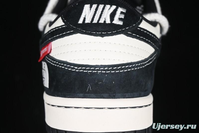 Nike SB Dunk Low The North Face x Supreme Anniversary Edition Customized Lace-Up Black White Black Swoosh Casual Skate Shoes - YX5066-227