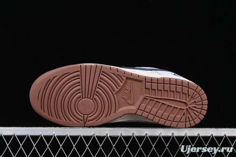 Nike SB Dunk Low Stussy Collaboration Blue Swoosh Gum Sole Anniversary Custom Low-Top Casual Sneakers - XS1086-012