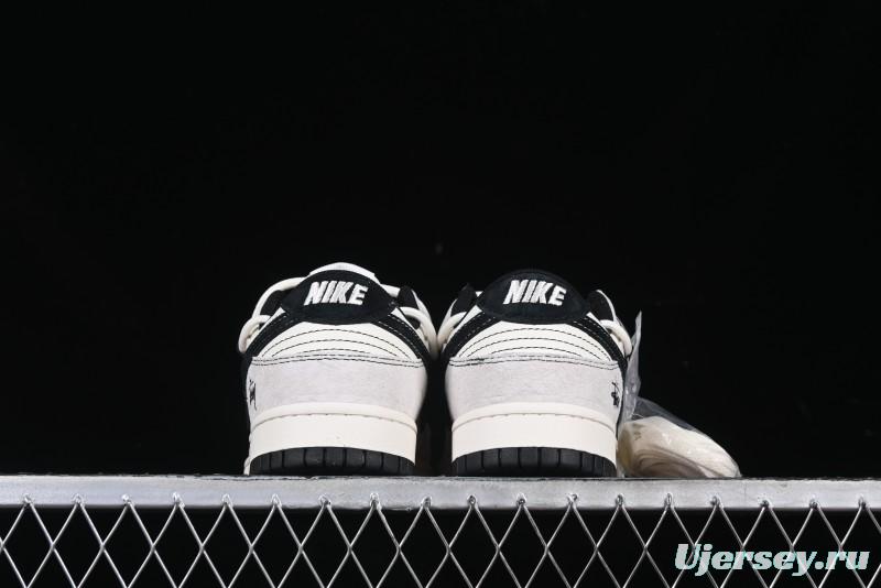 Nike SB Dunk Low Stussy Collaboration Anniversary Edition Lace-Up Beige Grey Black Swoosh Low-Top Casual Skate Shoes - YX5066-242