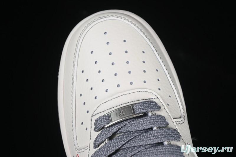 Nike Air Force 1 '07 Low Stussy Collaboration Dual-Tone Grey Swoosh Casual Sneakers - HH7518-037