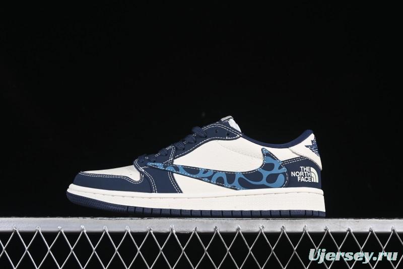 Nike Travis Scott x Fragment Design x Air Jordan 1 Low OG SP Abstract Pattern Low-Top Casual Sneakers - LD2025-003