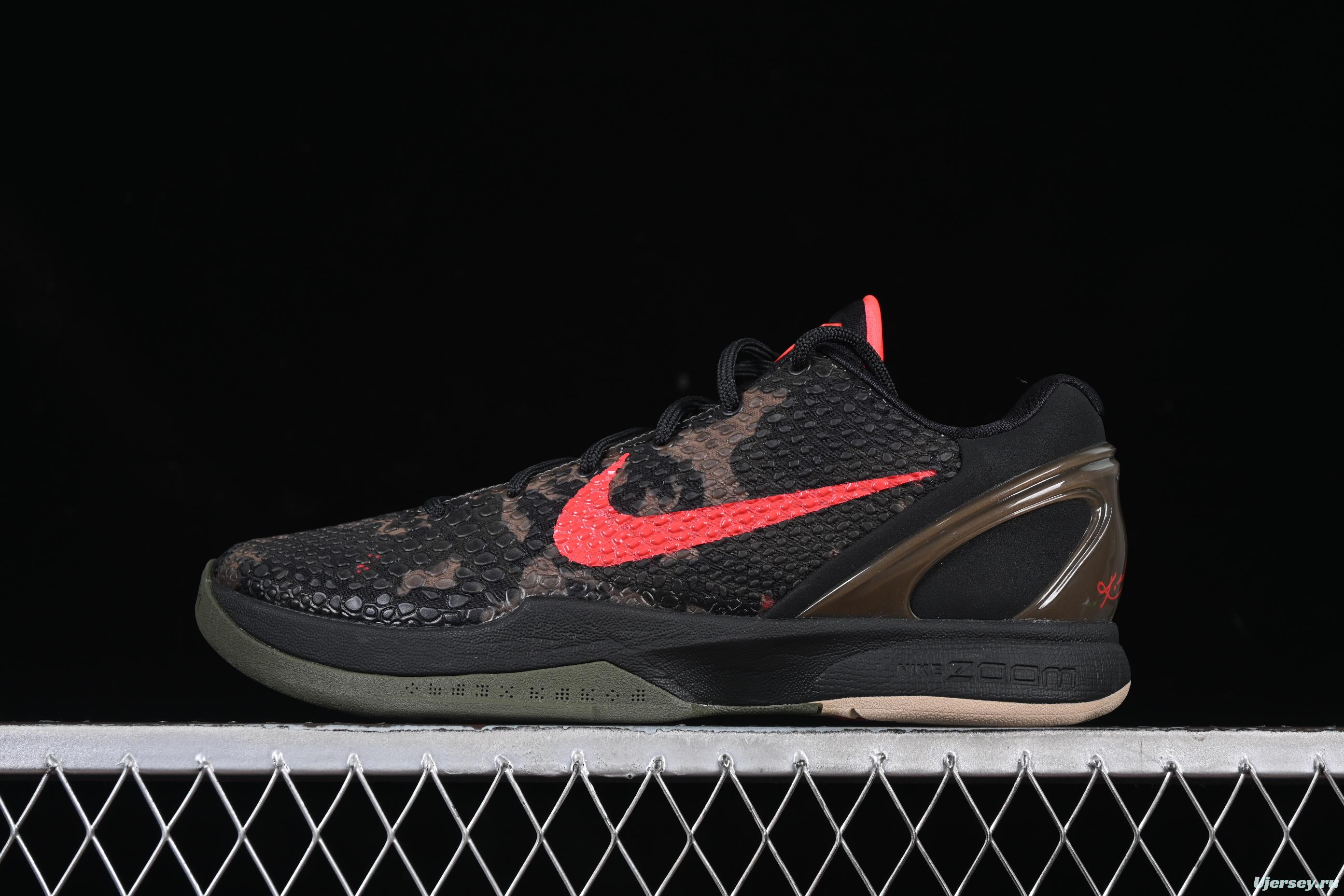 Nike Kobe 6 Protro "Reverse Grinch" Basketball Shoes - Black/Red Camo