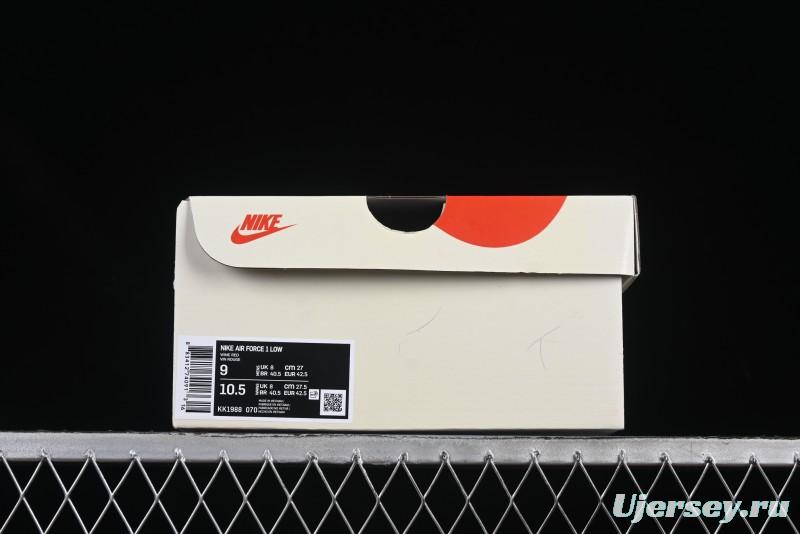 Nike Air Force 1'07 Low Supreme Collaboration Rice Wine Red Casual Sneakers - KK1988-070
