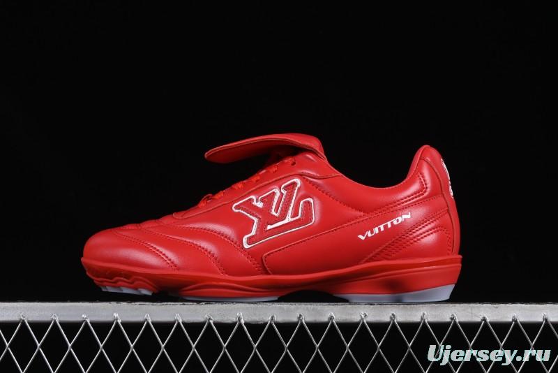 Louis Vuitton Footprint Soccer Low-Top Lifestyle Sneakers Round Toe Lace-Up Casual Shoes Red - AJF6
