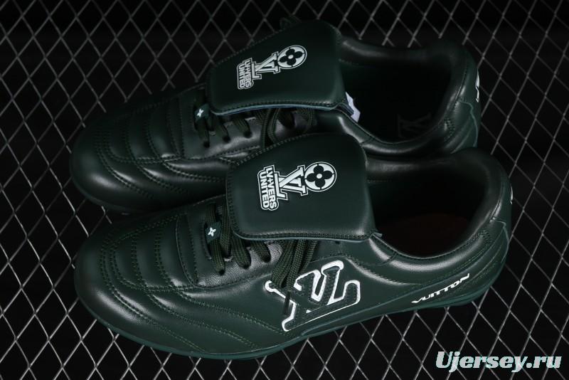 Louis Vuitton Footprint Soccer 2025 Spring Summer Collection Round Toe Lace-Up Low Top Lifestyle Casual Shoes - D.GREEN