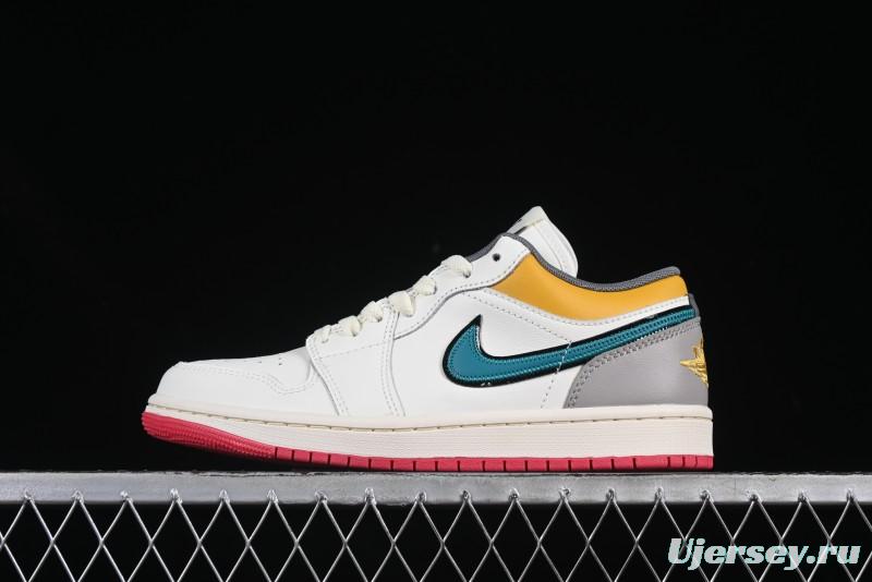 Nike Air Jordan 1 Low AJ1 Mismatched Swoosh Casual Sneakers - HV4511-133