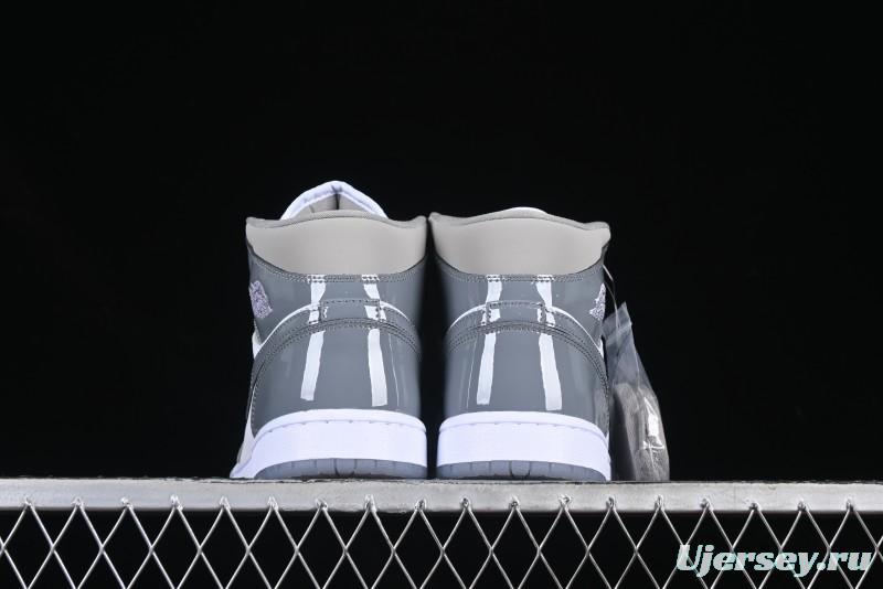 Nike Air Jordan 1 Mid AJ1 White Grey Mid Top Casual Sneakers - HF3193-100