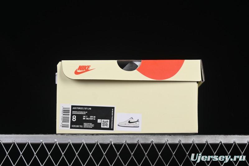 Nike Air Force 1 '07 Low Stussy Collaboration Grey Base Black Swoosh Casual Sneakers - XZ6188-761