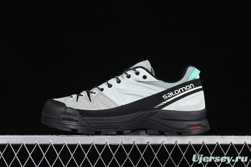 Salomon x Contragrip All-Terrain Hiking Shoes - Lightweight Gray with Black & Teal Accents
