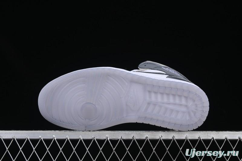 Nike Air Jordan 1 Mid AJ1 White Grey Mid Top Casual Sneakers - HF3193-100